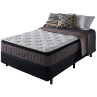 Cama Box Solteiro King Preto + Colchão Molas Ensacadas Nashville 96x203x67cm