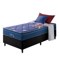 Cama Box Solteiro Preto + Colchão Molas Superlastic Austin 88x188x63cm