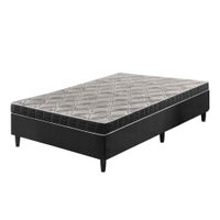 Cama Box Solteiro Preta + Colchão Solteiro Madison Espuma D20 Liso 78x188x49cm