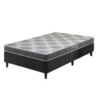 Cama Box Solteiro Preta + Colchão Washington Espuma D23 Liso 78x188x51cm