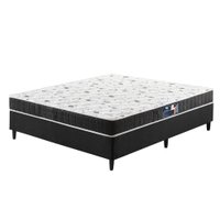 Cama Box Casal Preta + Colchão Espuma D70/D28 Atlanta Branco 138x188x54cm Dupla Face Bordado