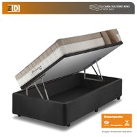 Cama Box Baú Solteiro King Preto + Colchão Molas Ensacadas Houston Pillow Inn 96x203x75cm