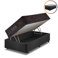 Cama Box Solteiro King Baú Preto + Colchão Molas Ensacadas Orlando 96x203x72cm 614522