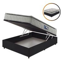 Cama Box Baú Viúva Preto + Colchão Ortopedico Espuma D33 Pillow Top Hanover One 128x188x64cm 614525