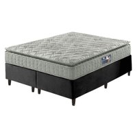 Cama Box King Preto + Colchão Ortopedico Espuma D33 Pillow Top Hanover One 193x203x59cm 614539