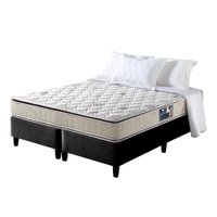 Cama Box Queen Preta + Colchão Orleans Espuma D70/D28 Dupla Face Pillow Top 158x198x63cm 614584