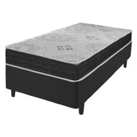 Cama Box Solteiro Preto + Colchão San Francisco Ortopédico Espuma D33 88x188x54cm 614605