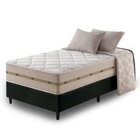 Cama Box Solteiro King Preto + Colchão Molas Superlastic Bahamas 96x203x63cm 614614