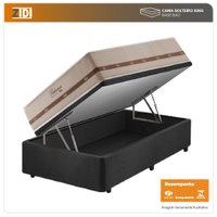 Cama Box Solteiro King Preto + Colchão Molas Superlastic Bahamas 96x203x68cm 614617