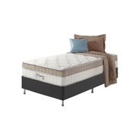 Cama Box Solteiro King Preto + Colchão Molas Ensacadas Houston Pillow Inn 96x203x65cm 614618