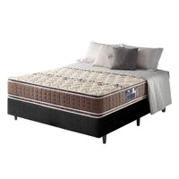 Cama Box Casal Preta + Colchão Orleans Espuma D70/D28 Dupla Face Pillow Top 138x188x63cm