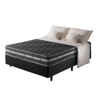 Cama Box Casal Preta + Colchão Brooklyn Ortopédico Espuma D45 Extra Firme 138x188x62cm