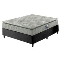 Cama Box Casal Preto + Colchão Ortopédico Espuma D33 Pillow Top Hanover One 138x188x59cm 614666
