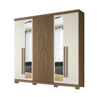 Guarda Roupa Casal 6 Portas Ripado Espelho e Pes Buriti Santos Andira 614995