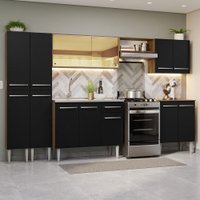 Armário de Cozinha Completa 293cm com Pia Rustic/Preto Emilly Madesa 07