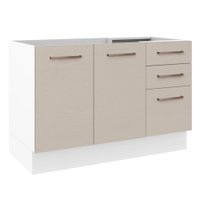 Balcão Gabinete de Pia Cozinha 2 Portas e 3 Gavetas Branco/Crema Agata Madesa