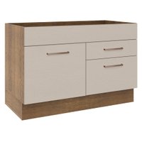 Balcão Gabinete de Pia Cozinha 1 Porta e 2 Gavetas Rustic/Crema Agata Madesa