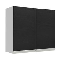 Armário de Cozinha Aéreo 70 cm 2 Portas Branco/Preto Glamy Madesa