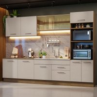 Armário de Cozinha Completa 310 cm Rustic/Crema Agata Madesa 01