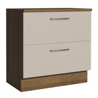 Balcão Armário de Cozinha 80 cm 2 Gavetas Rustic/Crema Agata Madesa