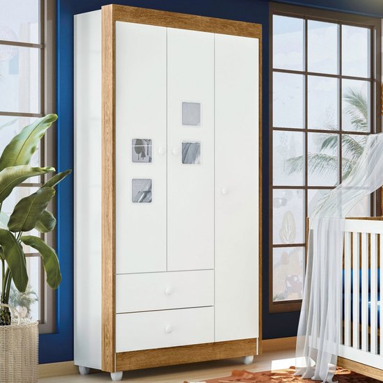 Guarda Roupa de Bebê Life 100% MDF 3 Portas 2 Gavetas Flex