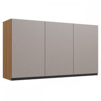 Armário Aéreo Cozinha 120 Cm 3 Portas 2 Prateleiras Bege