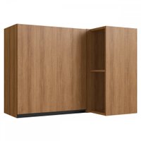 Armário Aéreo Cozinha de Canto 1 Porta 2 Prateleiras Marrom