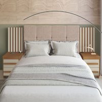 Cabeceira Casal Extensível com 2 Mesas de Apoio Ripado e Estofado Cinamomo/Off White Suíça RV Móveis