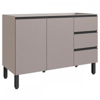 Balcão de Cozinha para Pia 120 Cm 2 Portas 3 Gavetas Marrom