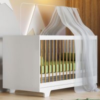Berço Mini Cama Flocos 100% MDF com Colchão Branco
