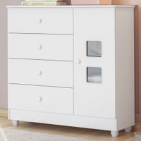 Cômoda de Bebê Life 1 Porta 4 Gavetas Branco