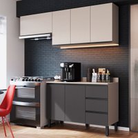Cozinha Compacta Álamo 6 Portas 3 Gavetas Bege