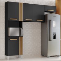 Cozinha Compacta Juma 5 Portas 3 Prateleiras Preto
