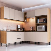 Cozinha Completa Angico 13 Portas 3 Gavetas Bege