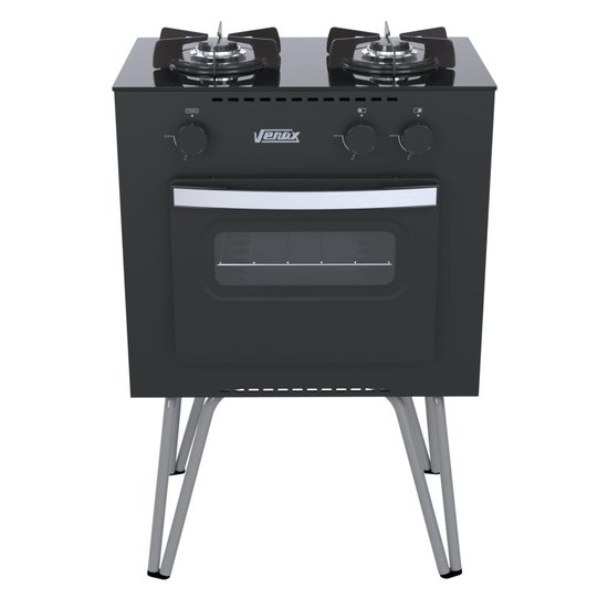Fogao a Gas 2 Bocas Venax Mini Cook Preto