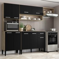 Armário Cozinha Compacta Arizona Smart Carraro - Carvalho/Preto