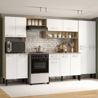 Cozinha Completa Arizona Plus com Armário e Balcão Carraro - Carvalho/Branco