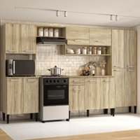Cozinha Completa Arizona Plus com Armário e Balcão Carraro - Carvalho