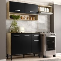Armário Cozinha Compacta Arizona Tiny Carraro - Carvalho/Preto
