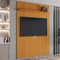 Painel para TV até 55 Polegadas 1,35x2,40m Ripado com Prateleira Arbo Cedro EDN