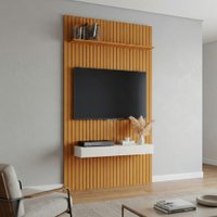 Painel para TV até 55 Polegadas 1,35x2,40m Ripado com Nicho Arbo Cedro/Off White EDN