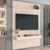 Painel para TV até 70 Polegadas 1,80x2,40m Ripado com Nicho Arbo Off White EDN