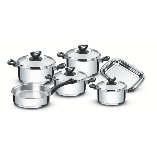 Jogo de Panelas Tramontina Solar Baquelite em Aço Inox Fundo Triplo 6 Peças
