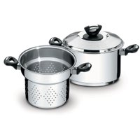Jogo Cozi-Pasta Tramontina Solar Baquelite em Aço Inox Fundo Triplo 2 Peças 20 cm