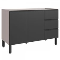Balcão de Cozinha para Pia 120 Cm 2 Portas 3 Gavetas Cinza 613942