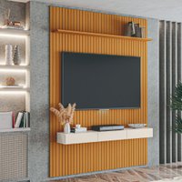 Painel para TV até 70 Polegadas 1,80x2,40m Ripado com Nicho Arbo Cedro/Off White EDN