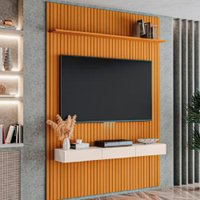 Painel para TV até 70 Polegadas 1,80x2,40m Ripado com Nicho Arbo Cedro/Off White EDN