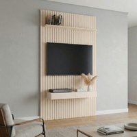 Painel para TV até 55 Polegadas 1,35x2,40m Ripado com Nicho Arbo Off White EDN