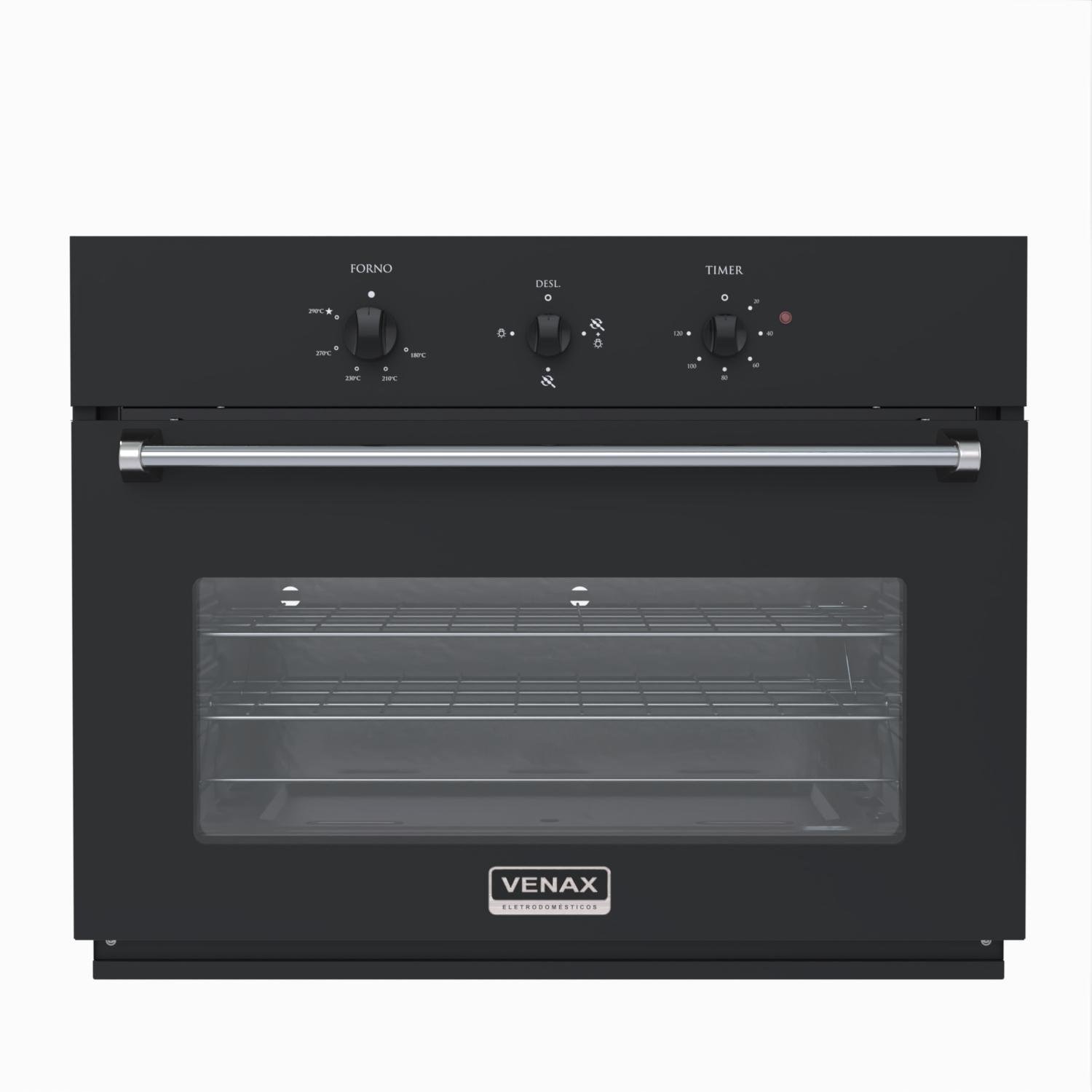 Forno 90l de Embutir Venax Preto - Gás - Arena G Iii - 220v - Areg90g3