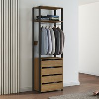 Closet Modular 4 Gavetas 2 Prateleiras Carvalho/Cinza - Moville